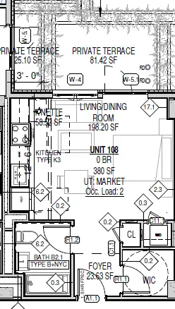 Original architectural drawing of the studio unit supplied by the client